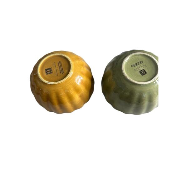 Set of 2 Vintage Roscher & Co. Bowls Bellini Collection Stoneware Green Yellow - Picture 5 of 11